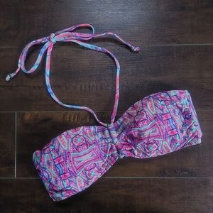 Nanette Leopore Bandeau Bikini Top Pink Multi Size XS
